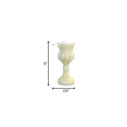 5" Ivory Unscented Dimensional Flower Candle Round Novelty