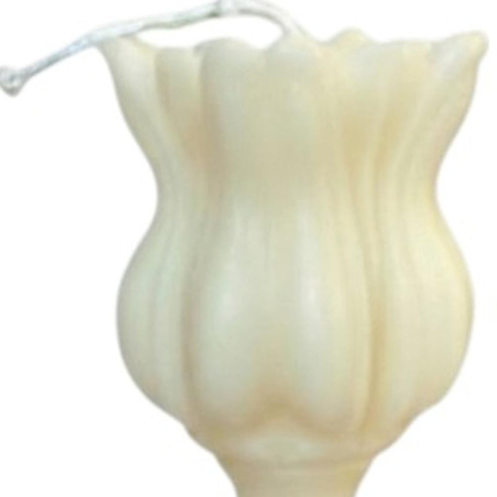 5" Ivory Unscented Dimensional Flower Candle Round Novelty