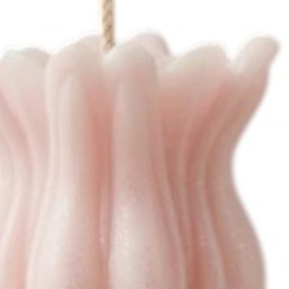 5" Pink Unscented Dimensional Flower Candle Round Novelty — view 2