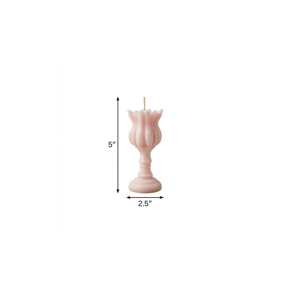 5" Pink Unscented Dimensional Flower Candle Round Novelty — view 4