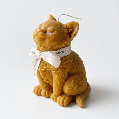 6" Brown Vanilla Scented Dimensional Cat Candle Round Novelty HomeRoots