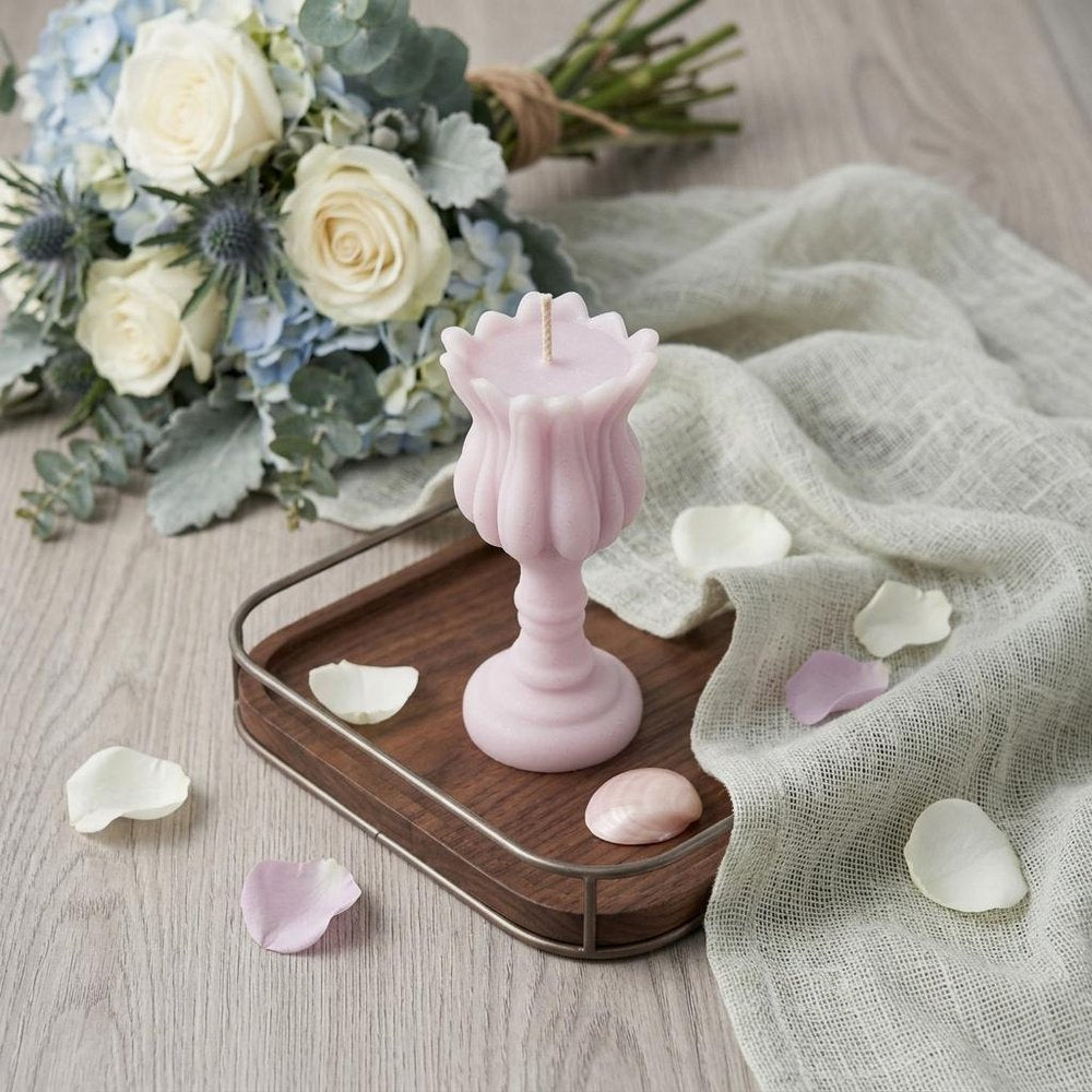 5" Orchid Rose Petals Scented Dimensional Flower Candle Round Novelty HomeRoots