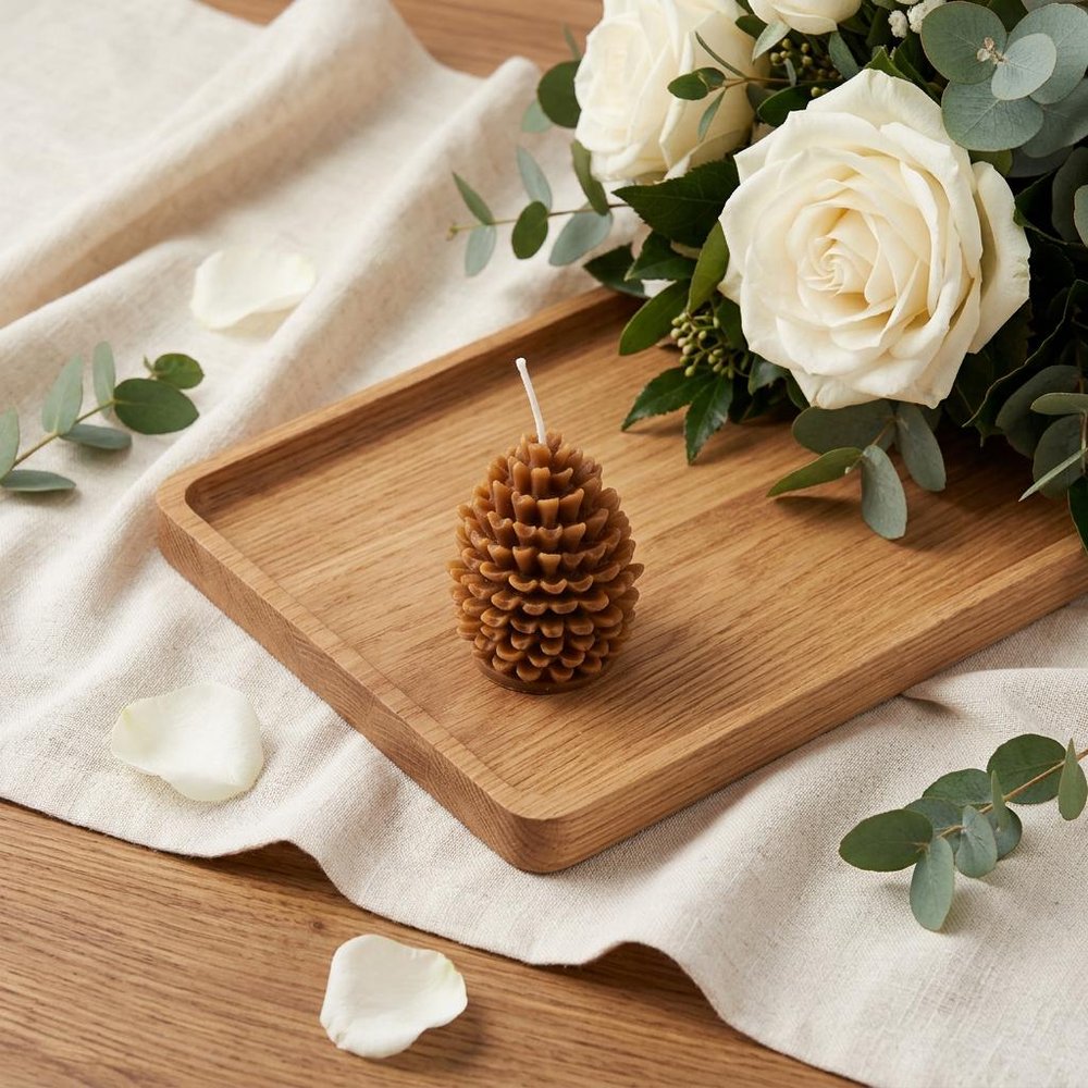 3" Brown Autumn Harvest Scented Dimensional Pinecone Candle — view 6