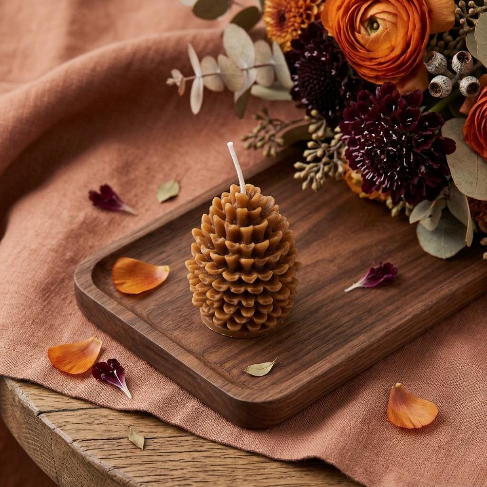 3" Brown Autumn Harvest Scented Dimensional Pinecone Candle — view 14