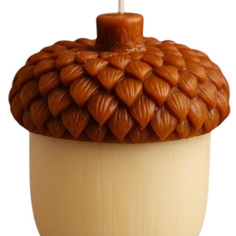 4" Brown And Ivory Pumpkin And Apple Scented Dimensional Acorn Candle — view 9