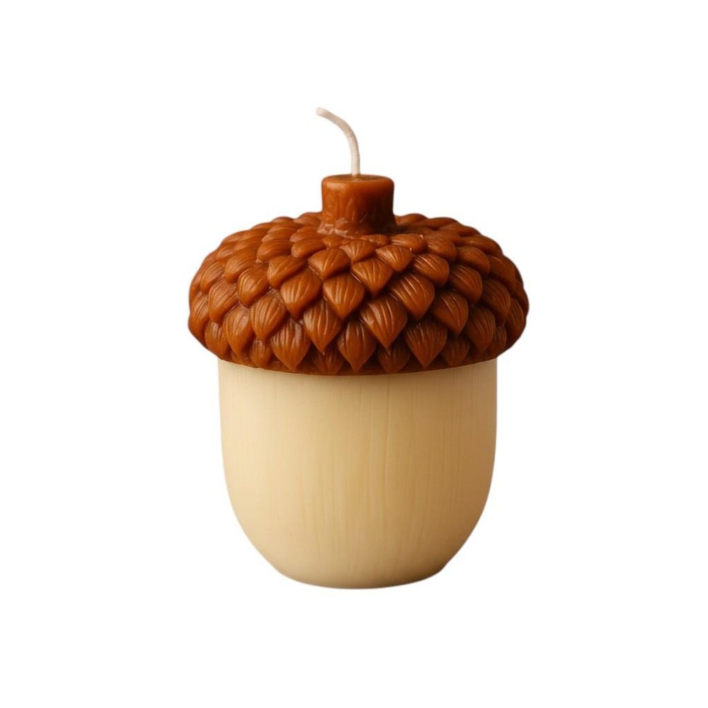 4" Brown And Ivory Pumpkin And Apple Scented Dimensional Acorn Candle — view 12