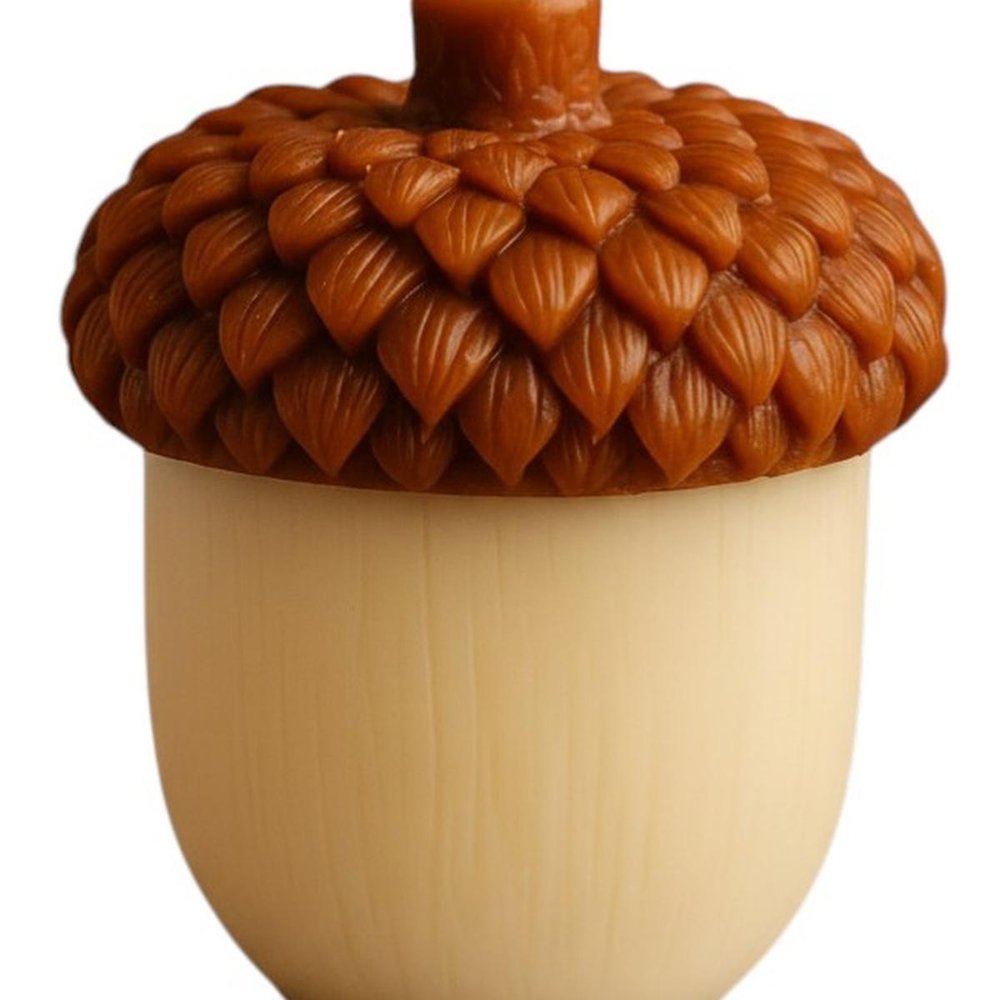 4" Brown And Ivory Pumpkin And Apple Scented Dimensional Acorn Candle — view 13
