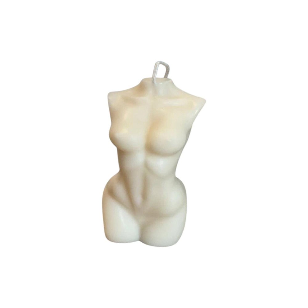 4" Ivory Black Ice Scented Dimensional Female Form Candle — view 6