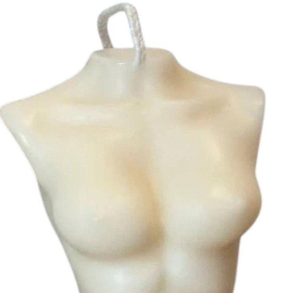 4" Ivory Black Ice Scented Dimensional Female Form Candle — view 14