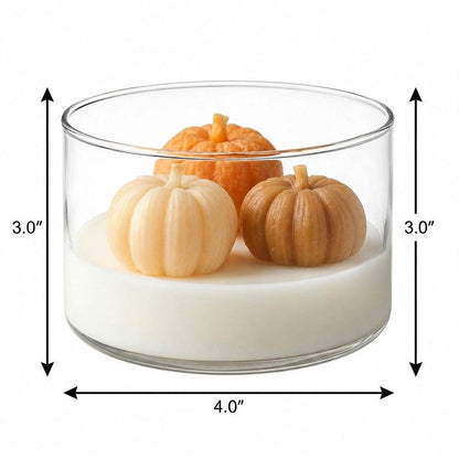 4" Brown Orange And White Latte And Pumpkin Scented Mini Pumpkin Candles In Clear Glass Jar HomeRoots