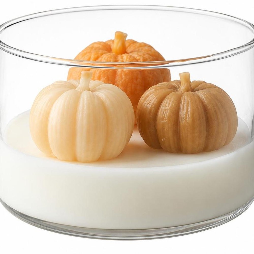 4" Brown Orange And White Latte And Pumpkin Scented Mini Pumpkin Candles In Clear Glass Jar HomeRoots