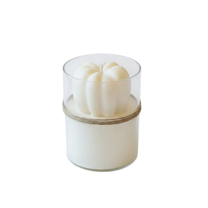 3" Ivory Pumpkin And Latte Scented Mini Pumpkin Candle In Clear Glass Jar HomeRoots