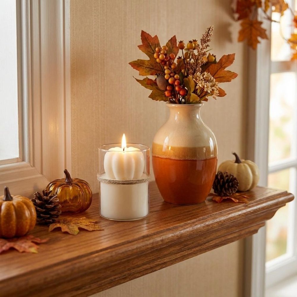 3" Ivory Pumpkin And Latte Scented Mini Pumpkin Candle In Clear Glass Jar HomeRoots