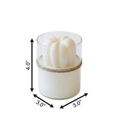 3" Ivory Pumpkin And Latte Scented Mini Pumpkin Candle In Clear Glass Jar HomeRoots