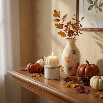 3" Ivory Pumpkin And Latte Scented Mini Pumpkin Candle In Clear Glass Jar HomeRoots