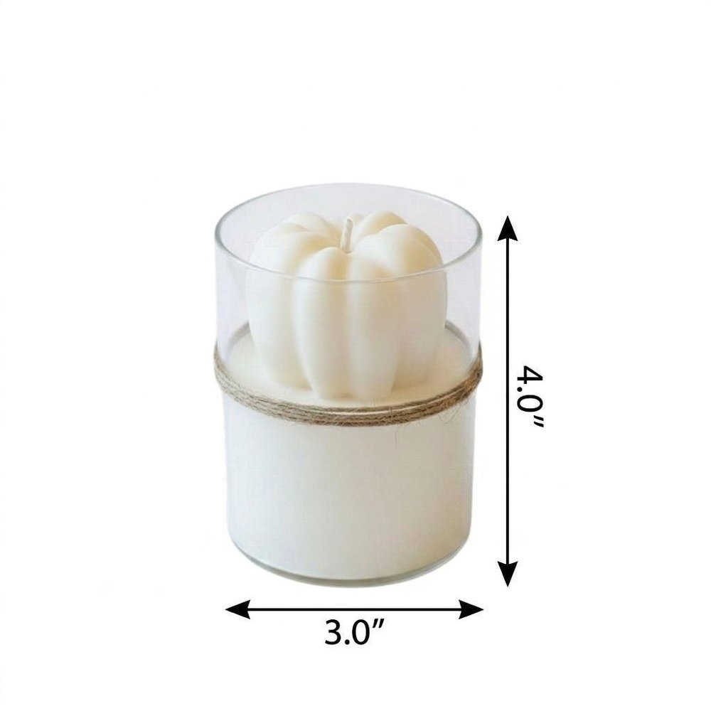 3" Ivory Pumpkin And Latte Scented Mini Pumpkin Candle In Clear Glass Jar HomeRoots