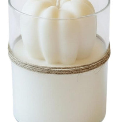 3" Ivory Pumpkin And Latte Scented Mini Pumpkin Candle In Clear Glass Jar HomeRoots