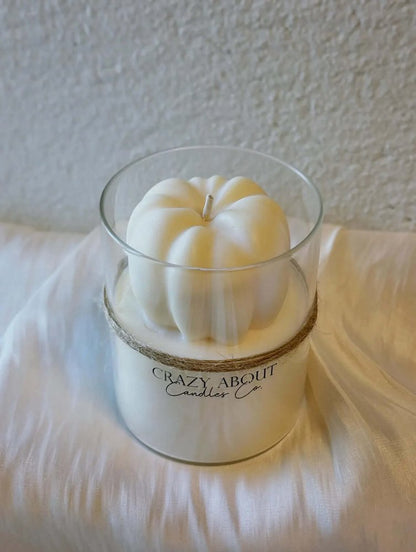 3" Ivory Unscented Mini Pumpkin Candle In Clear Glass Jar HomeRoots