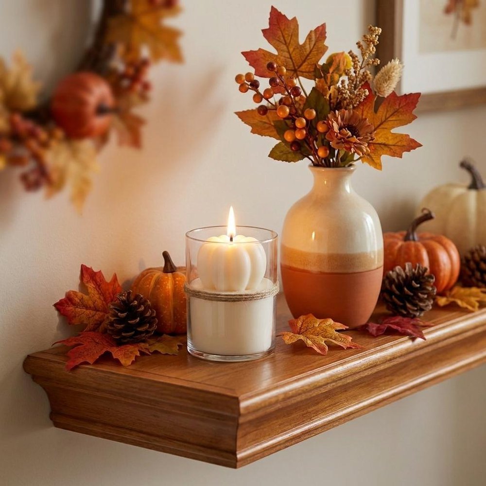 3" Ivory Unscented Mini Pumpkin Candle In Clear Glass Jar HomeRoots