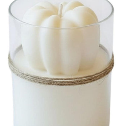 3" Ivory Unscented Mini Pumpkin Candle In Clear Glass Jar HomeRoots