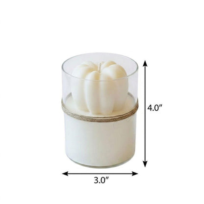 3" Ivory Unscented Mini Pumpkin Candle In Clear Glass Jar HomeRoots