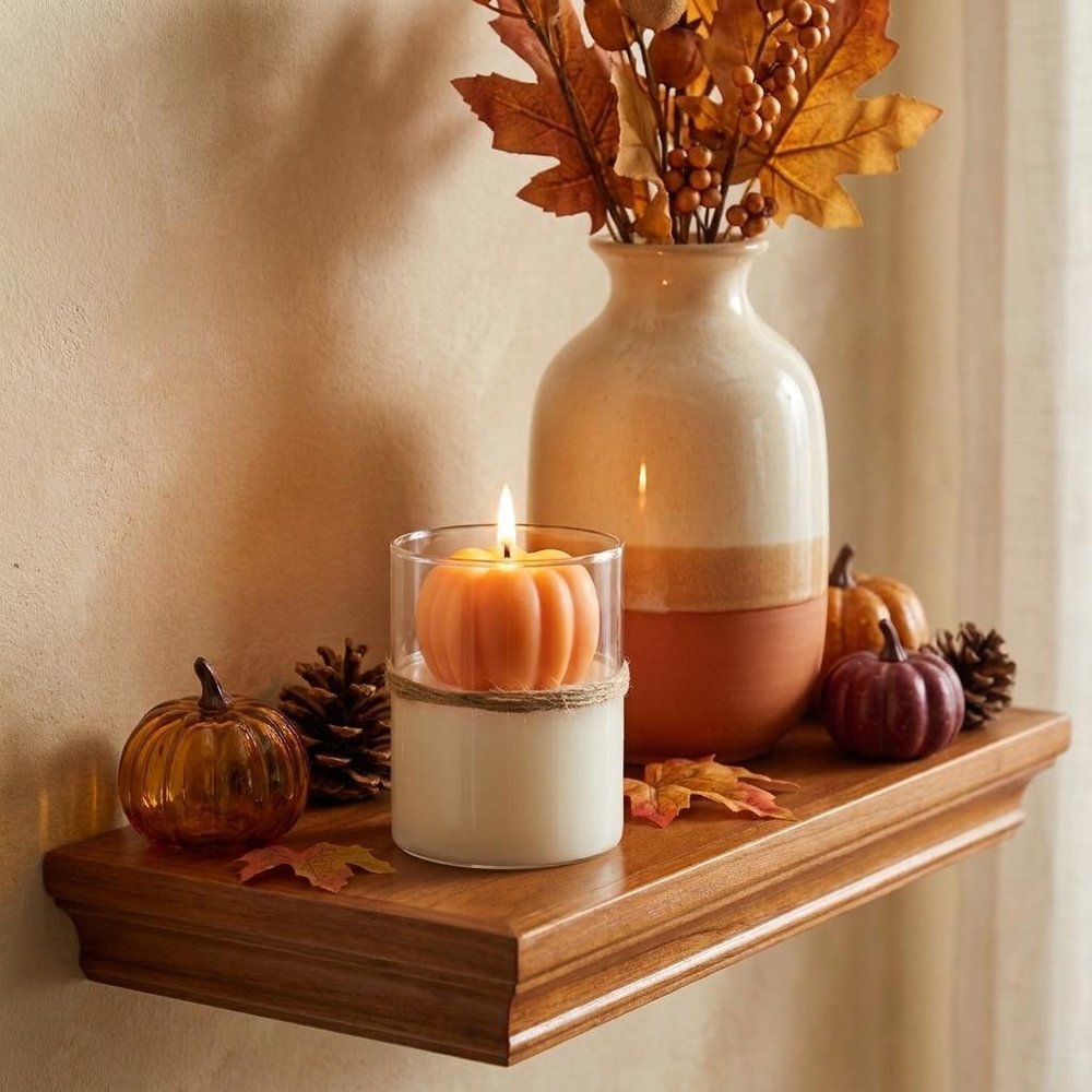 3" Pumpkin Pumpkin And Latte Scented Mini Pumpkin Candle In Clear Glass Jar — view 1