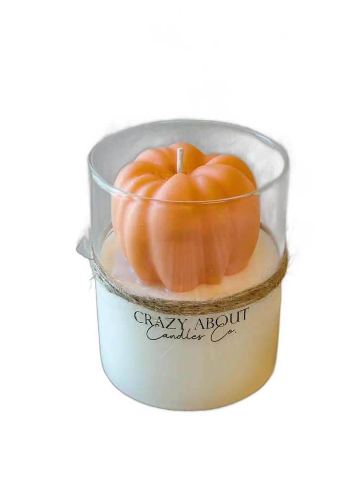 3" Pumpkin Pumpkin And Latte Scented Mini Pumpkin Candle In Clear Glass Jar — view 2