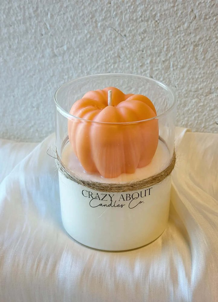 3" Pumpkin Pumpkin And Latte Scented Mini Pumpkin Candle In Clear Glass Jar — view 12