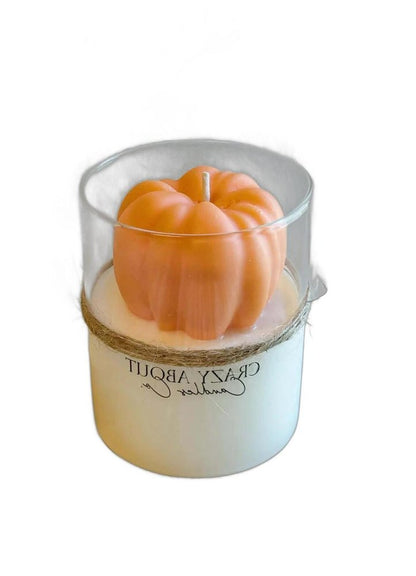3" Pumpkin Pumpkin And Latte Scented Mini Pumpkin Candle In Clear Glass Jar HomeRoots