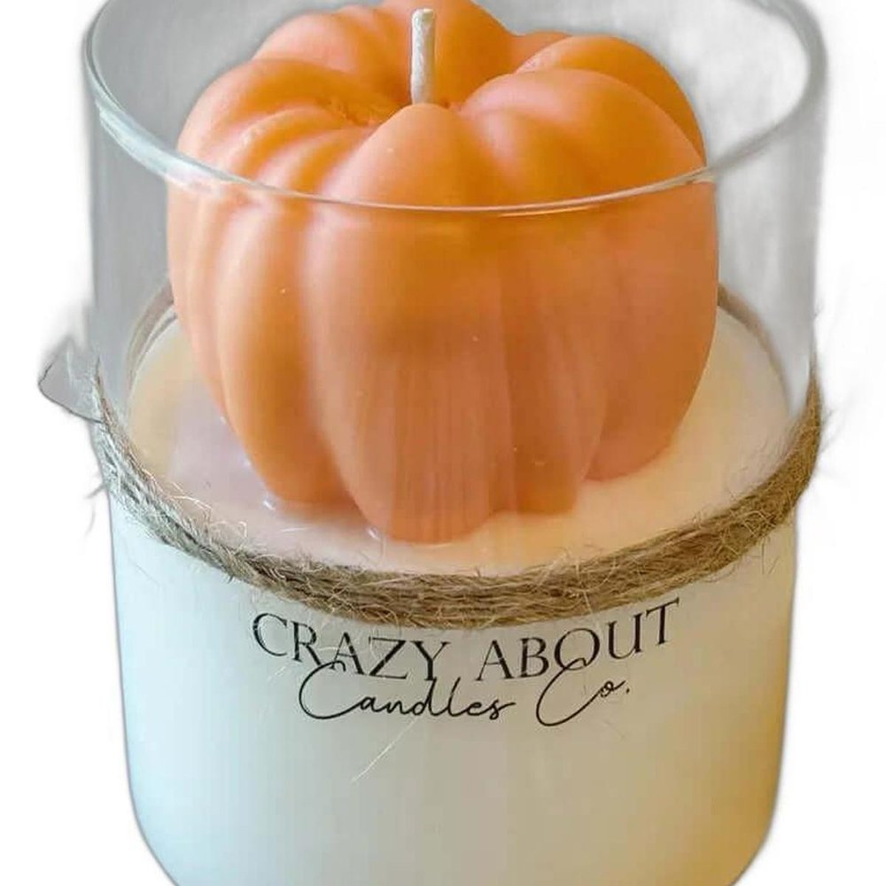 3" Pumpkin Pumpkin And Latte Scented Mini Pumpkin Candle In Clear Glass Jar — view 10