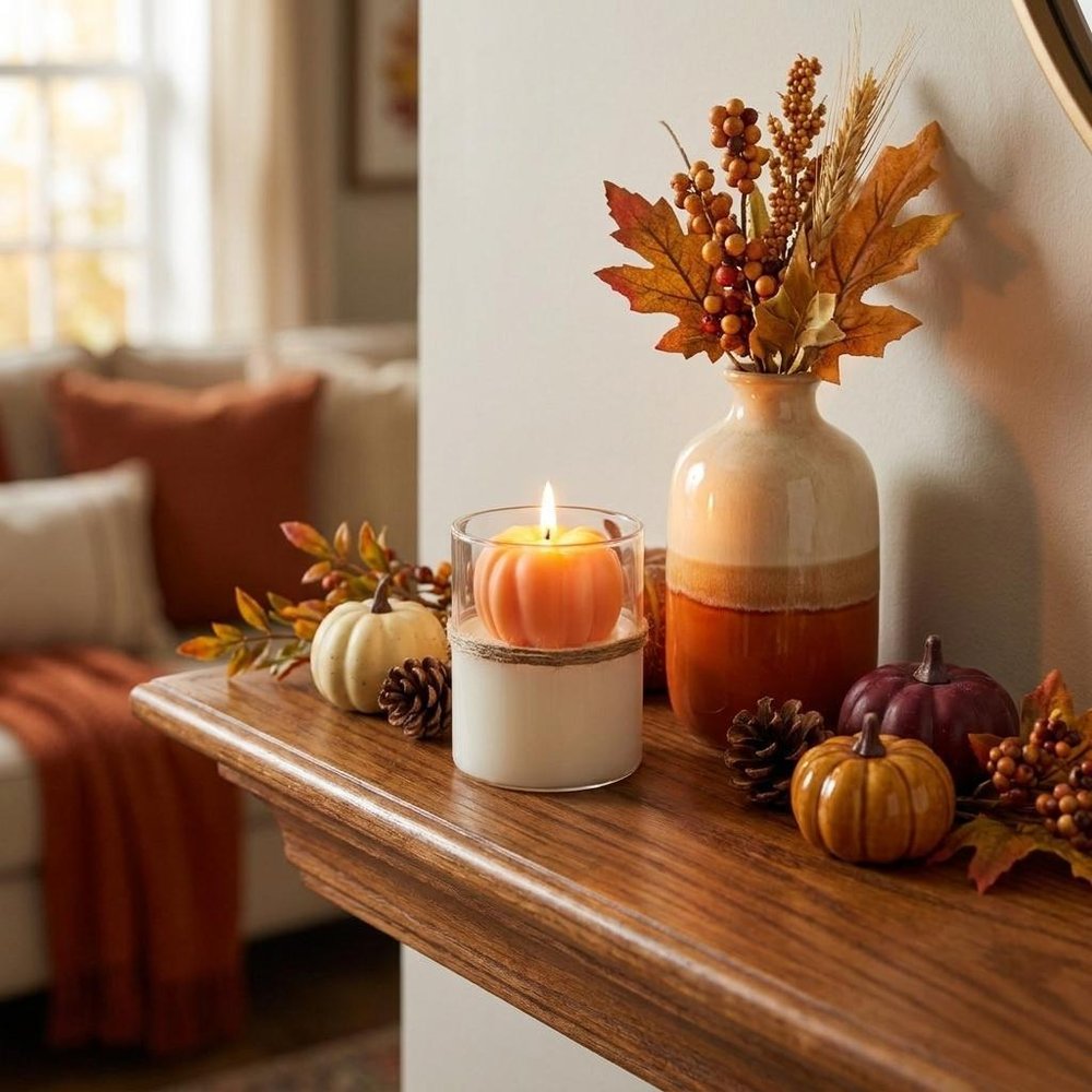 3" Pumpkin Pumpkin And Latte Scented Mini Pumpkin Candle In Clear Glass Jar HomeRoots