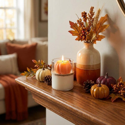 3" Pumpkin Pumpkin And Latte Scented Mini Pumpkin Candle In Clear Glass Jar HomeRoots