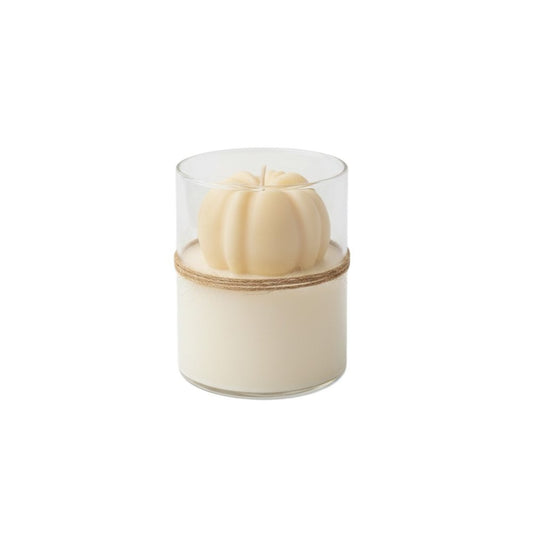 3" Cream Autumn Harvest Scented Mini Pumpkin Candle In Clear Glass Jar HomeRoots