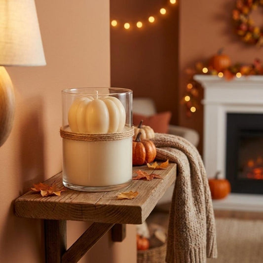 3" Cream Autumn Harvest Scented Mini Pumpkin Candle In Clear Glass Jar HomeRoots