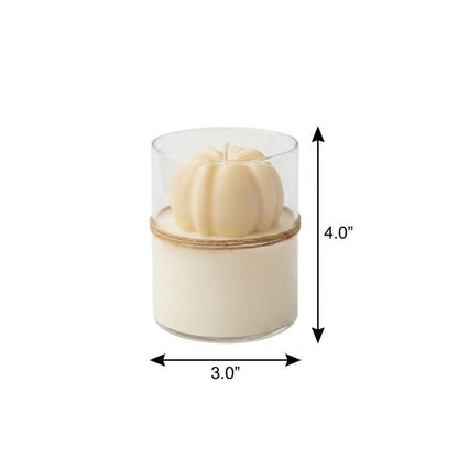 3" Cream Autumn Harvest Scented Mini Pumpkin Candle In Clear Glass Jar HomeRoots