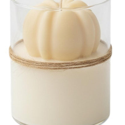 3" Cream Autumn Harvest Scented Mini Pumpkin Candle In Clear Glass Jar HomeRoots