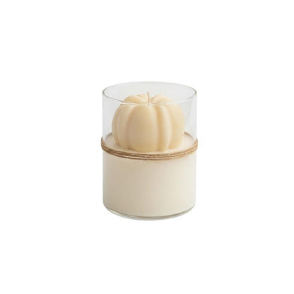 3" Cream Autumn Harvest Scented Mini Pumpkin Candle In Clear Glass Jar HomeRoots