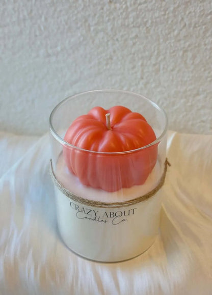 3" Pink Autumn Harvest Scented Mini Pumpkin Candle In Clear Glass Jar HomeRoots