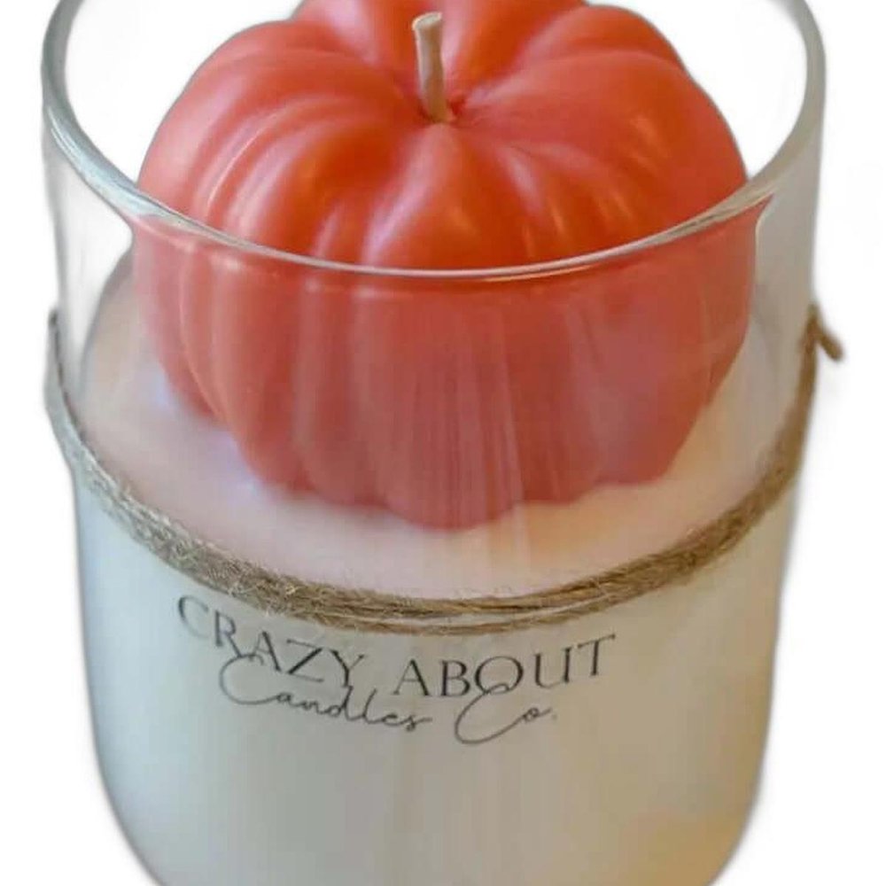 3" Pink Autumn Harvest Scented Mini Pumpkin Candle In Clear Glass Jar — view 4