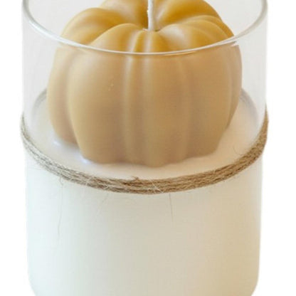 3" Tan Autumn Harvest Scented Mini Pumpkin Candle In Clear Glass Jar HomeRoots