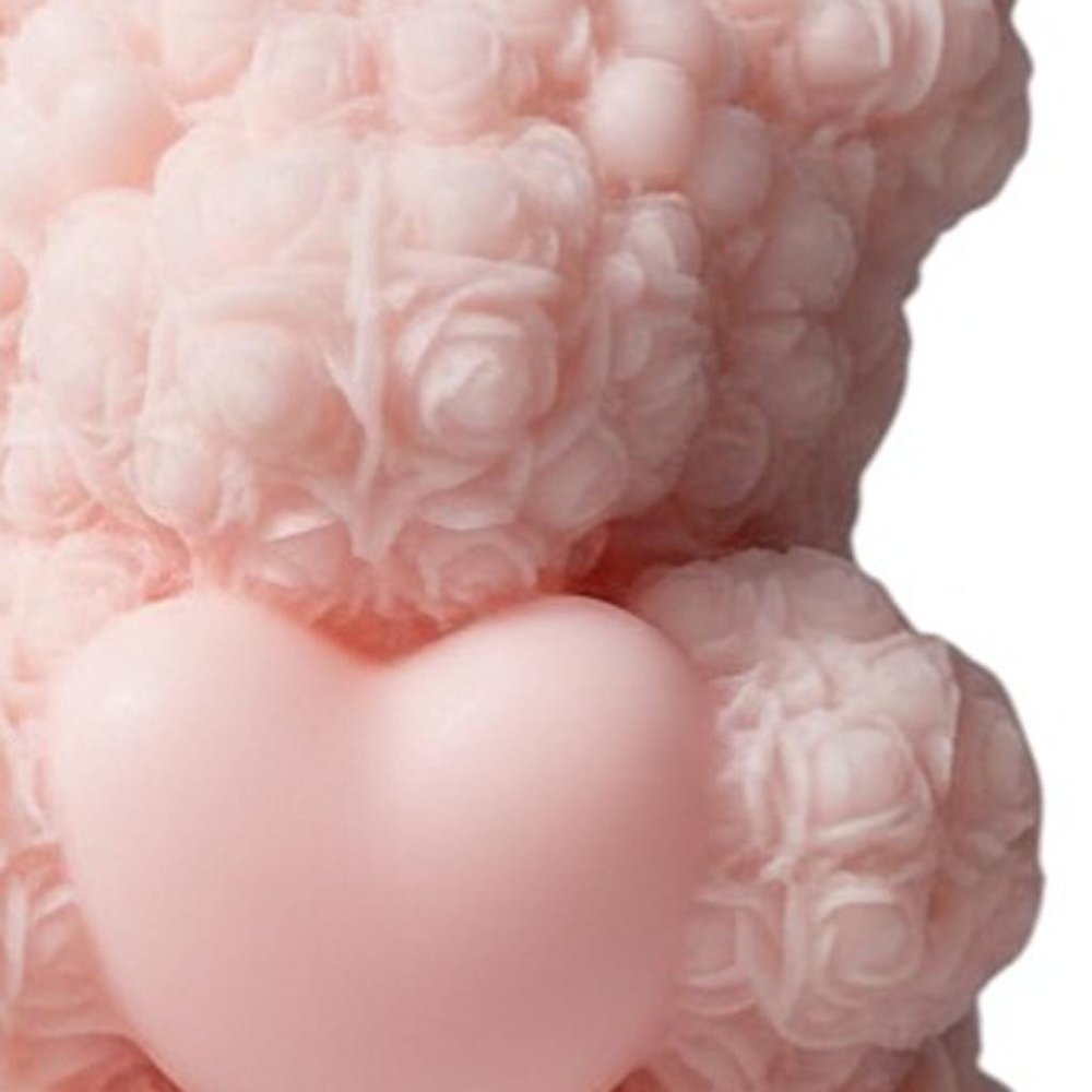 4" Pink Unscented Dimensional Teddy Bear Candle — view 2