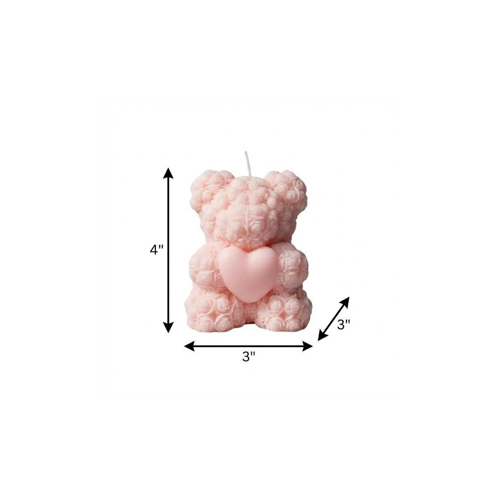4" Pink Unscented Dimensional Teddy Bear Candle — view 4