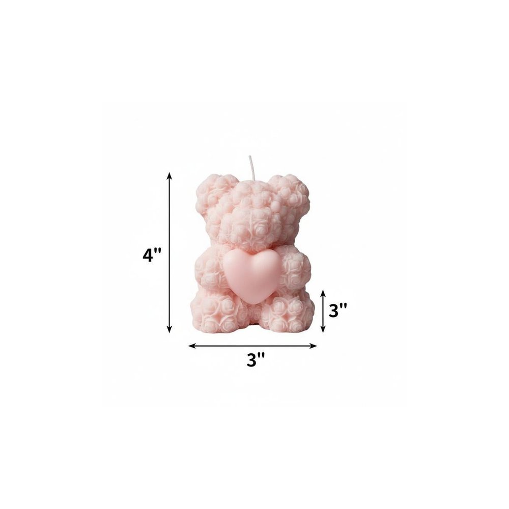4" Pink Love Spell Scented Dimensional Teddy Bear Candle — view 19
