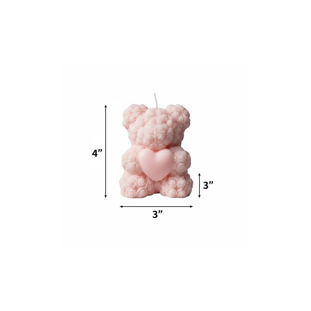 4" Pink Love Spell Scented Dimensional Teddy Bear Candle — view 2