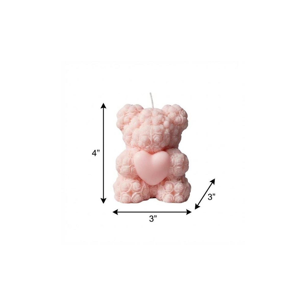 4" Pink Love Spell Scented Dimensional Teddy Bear Candle