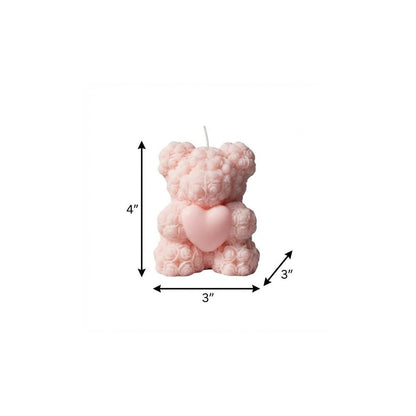4" Pink Love Spell Scented Dimensional Teddy Bear Candle
