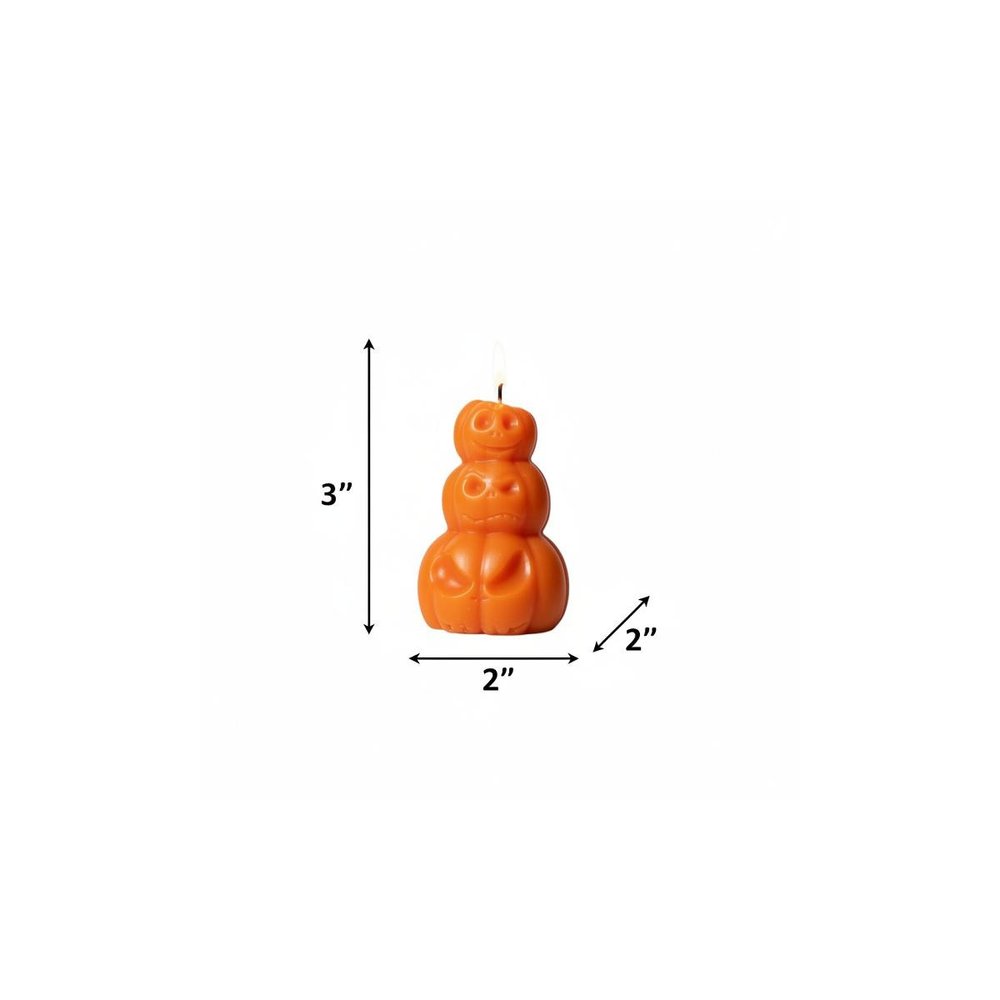 3" Orange Pumpkin And Apple Scented Dimensional Pumpkin Trio Soy Wax Candle HomeRoots
