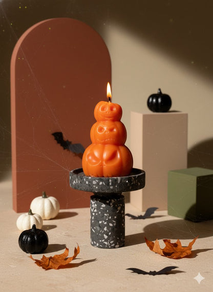 3" Orange Unscented Dimensional Pumpkin Trio Soy Wax Candle