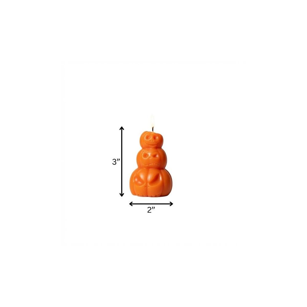 3" Orange Pumpkin And Apple Scented Dimensional Pumpkin Trio Soy Wax Candle — view 16