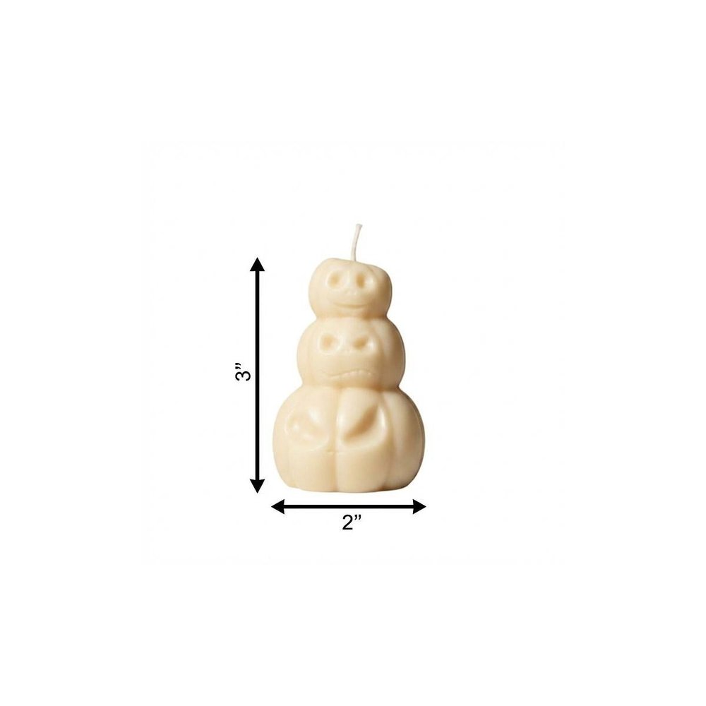 3" Ivory Pumpkin And Apple Scented Dimensional Pumpkin Trio Soy Wax Candle HomeRoots
